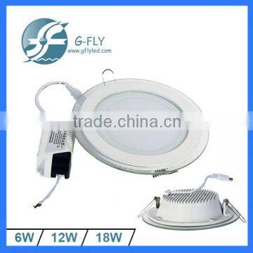 Decorative round glass trimmed 12 Watt LED recessed downlight