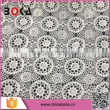 boka wholesale water soluble cotton lace fabric for women's fashion garment on factory price