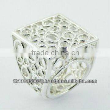 Casted Open Circles Openwork Sterling Silver Ring