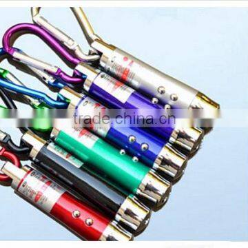 3 in 1 Laser Pointer 2 LED Flashlight UV Torch Keychain