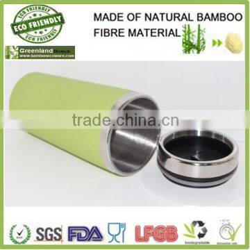 natural colored cup unbreakable bamboo fiber mug cup with silicone lid