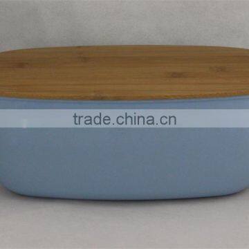 eco friendly bamboo fiber bread bin with bamboo lid, 35.5*20.2*13.5CM