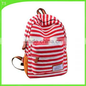 fashion girl canvas shoulder bag contracted stripe backpack school backpack