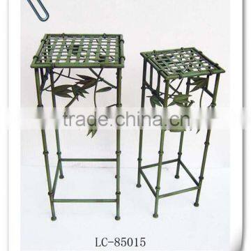 LC-85015 Bamboo natural design set of 2 wrought iron metal square flower stand