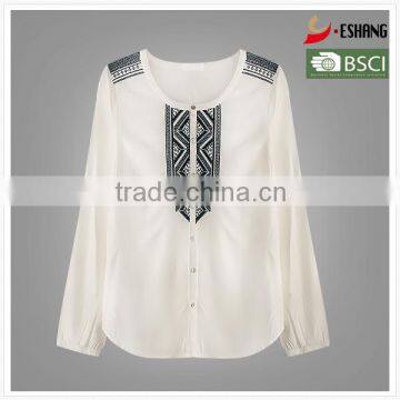 Ladies round neck printed western shirt