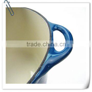 Chinese Blue Enamel Round Cast Iron Stew Casserole Pots