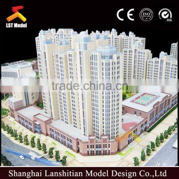 the beautiful night scene of commercial building model