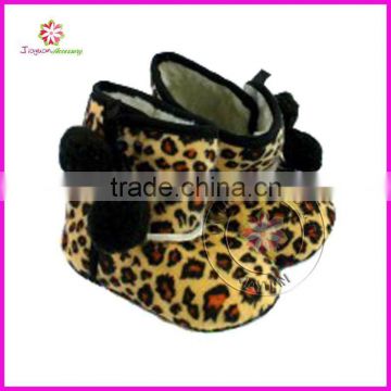 Leopard Plushy Baby Boots Crib Shoes