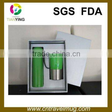 Promotion Stainless Steel Boxed Gift Set With One Thermos Vacuum Flask And One Travel Mug