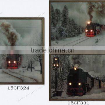 2016 wooded frame canvas prints snow country train canvas painting