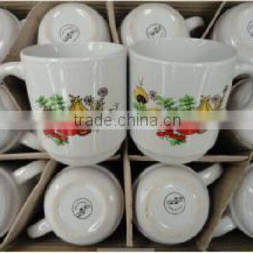 stoneware cup and mug with watermelon and banana decal tea cup and coffee cup