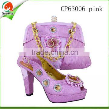 pink Italian wedge heels shoes and matching bags wedding shoes african ladies shoes