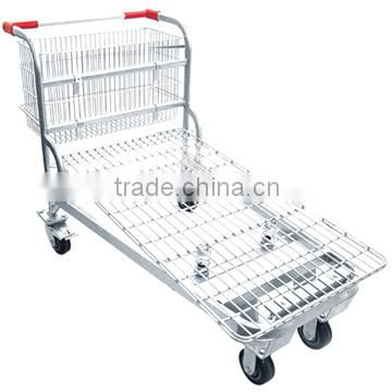 Metro Supermarket warehouse folding cargo trolley With CE Certificate JS-TWT01