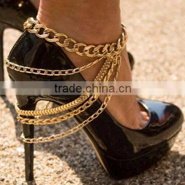 Layers Gold Chains Boot Bracelet for High-heeled Shoes