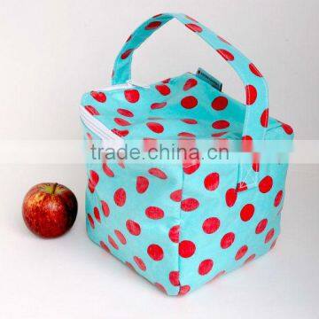 Bento Box Lunch Bag in Aqua Red Dot