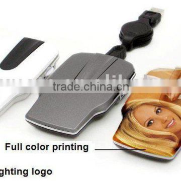 Fashion Super Slim thin light Retractable USB Optical Mouse