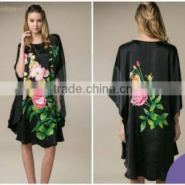 2016 rosel digital printing batwing women kaftan silk dress