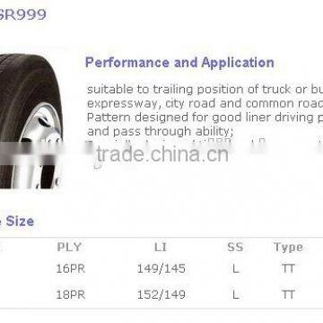 11.00R20 16PR 149/145L Profil: DSR999 Kategorie: Truck and Bus Tire