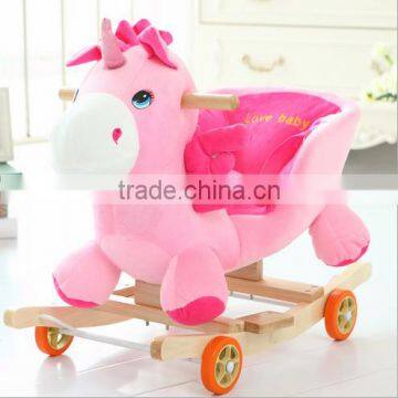 2016 toy baby wooden toys plush rocking cradle