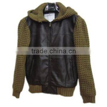 New design men pu leather hoodie jacket