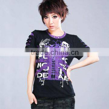 Glp 2013 punk skull heat transfer rivet net decoration short-sleeve T-shirt 71237