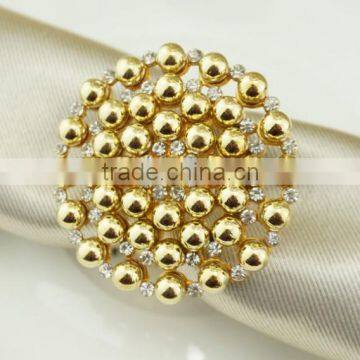 fashionable flower shape crystal metal alloy napkin rings