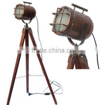 Vintage ship Spotlight model Floor lamp Wooden Tripod Signal Light corner lamps- ONE PIECE WOODEN STAND