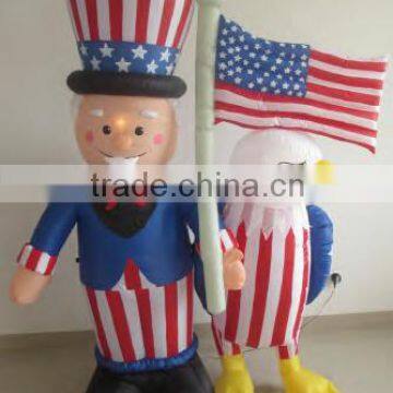 High Quality Inflatable Person With American Flag And Baldeagle /Outerdoor Decoration