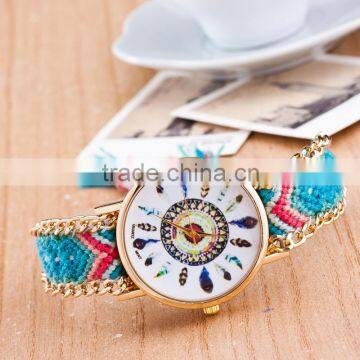 Hot selling Braided Handmade Geneva bracelet ladies watches