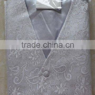 Microfiber Solid White Polyester Woven Wedding Vest