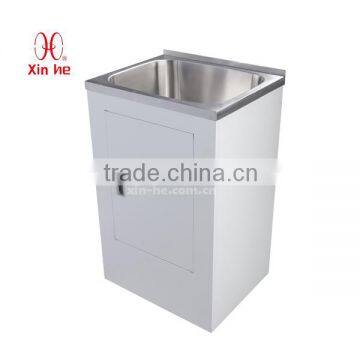 Australia New Zealand Style 30L/38L/45L Stainless Steel Laundry sink tub with white color board cabinet with single door