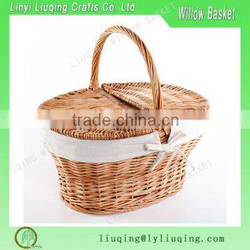 wholesale Natural Wicker round Beach Picnic Hamper Carrier Picnic Basket cheap wicker basket