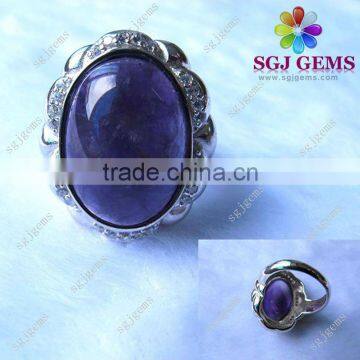 Sterling Silver Natural Gemstone Amethyst Ring