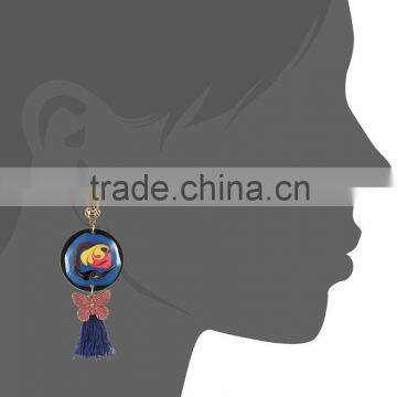 Valentine Exotic Blue Tassel Painted Roud Drop Earingfor Women With New Design photo-4