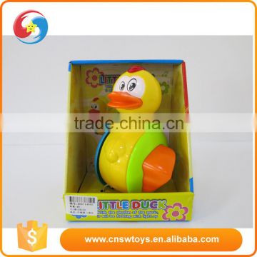 Funny battery operated plastic yellow rocking duck toy light with music