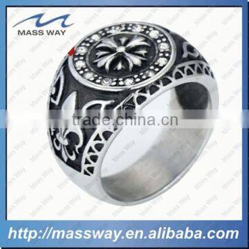 fashion jewelry old silver color 3D championship ring