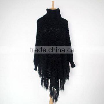 Wholesale 2015 new design multifunction cape black cape knitted