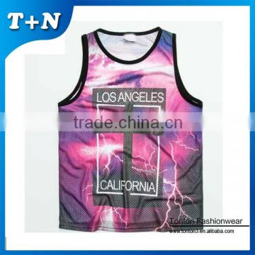 mens wholesale blank oem sublimation printed tank top