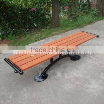 Backless wooden garden bench outdoor street bench