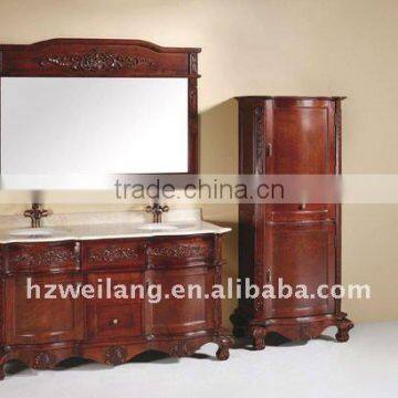 Antique Solid oak Wood Bathroom Vanity with marble top