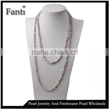 pearl necklace 4-6mm A real natural long pearl necklace design110cm