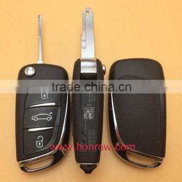 Hot sale products-- Original Peugeot 3 button modified flip remote key blank with NE73 206 Blade- 3Button -Trunk- With battery p