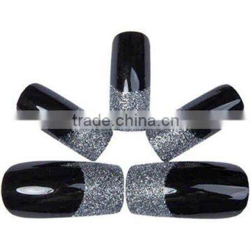 24 pcs Pre-Design 3D French Design False Nail Art Tips Black