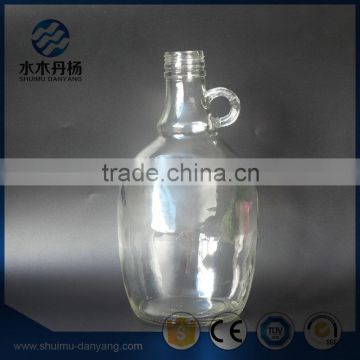 High quality 1.5L clear glass wine bottle with small handle