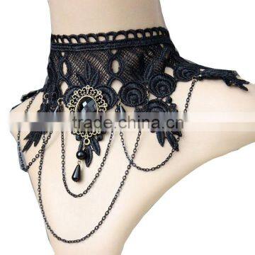 Hot gothic jewelry wedding royal style vintage steampunk collar lace statement necklace