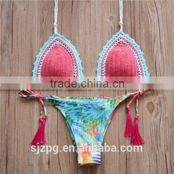 beautiful stripe crochet handmade bikini , knitted swimsuit bathing suit beach wear