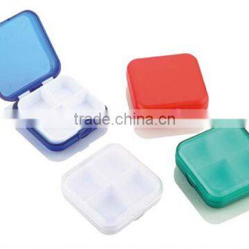 Hot sales pill case vitamin box,4 parts hinged plastic pill box