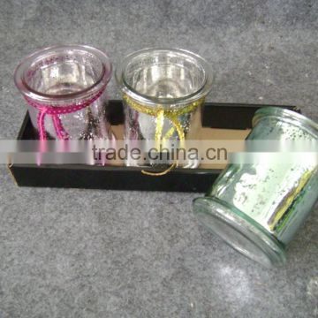 Electroplating colorful glass candle holder with pattern,good for decor