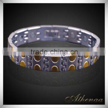 Two-tone Men Link Chain Magnetic Bangle Bracelet Daily Wear Jewelry