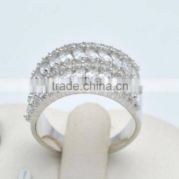 Elegant 5 row Cubic Zirconia micro pave rhodium plating jewelry ring